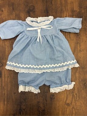 Vintage Blue Two Piece Baby Doll Outfit